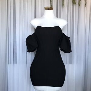 Black Corset Off Shoulder Mini Dress